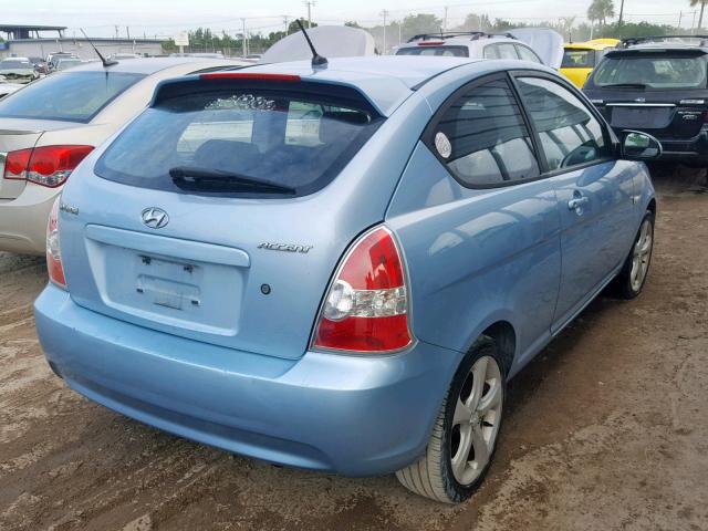 KMHCN36C07U032706 - 2007 HYUNDAI ACCENT SE TURQUOISE photo 4