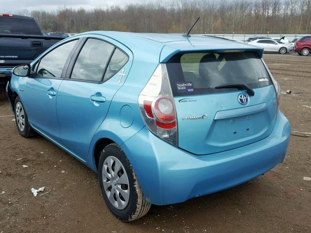 JTDKDTB38C1030643 - 2012 TOYOTA PRIUS C BLUE photo 3