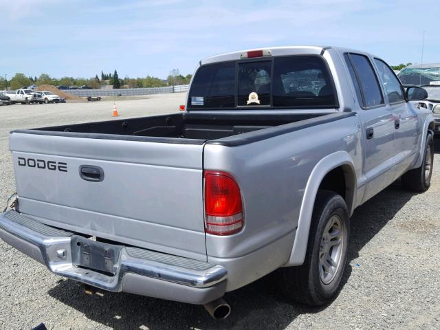 1B7HL48N92S622766 - 2002 DODGE DAKOTA QUA SILVER photo 4