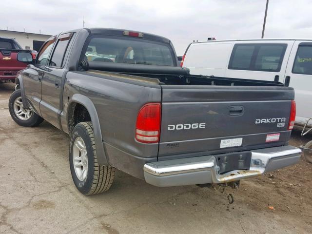 1D7HL48N33S200306 - 2003 DODGE DAKOTA QUA GRAY photo 3