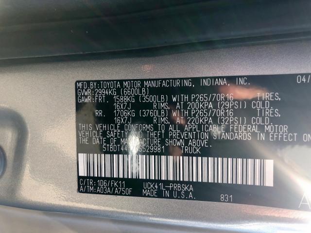 5TBDT44176S529981 - 2006 TOYOTA TUNDRA DOU GRAY photo 9