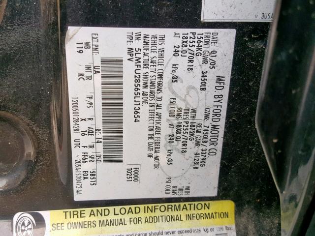 5LMFU28565LJ13654 - 2005 LINCOLN NAVIGATOR Qara foto 10