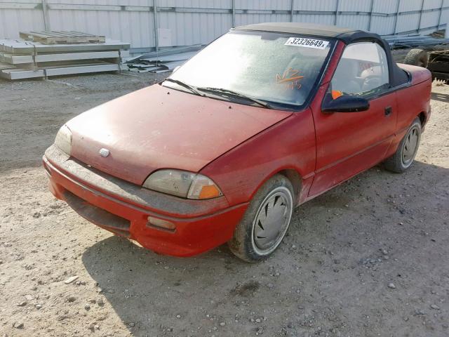 JG1MR3364PK207345 - 1993 GEO METRO LSI RED photo 2