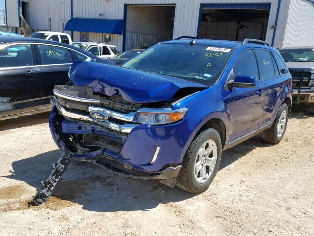 2FMDK3JC9EBA90207 - 2014 FORD EDGE SEL BLUE photo 2