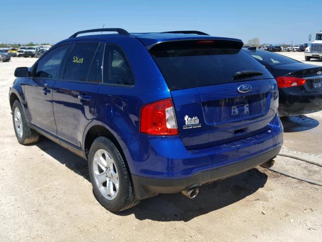 2FMDK3JC9EBA90207 - 2014 FORD EDGE SEL BLUE photo 3