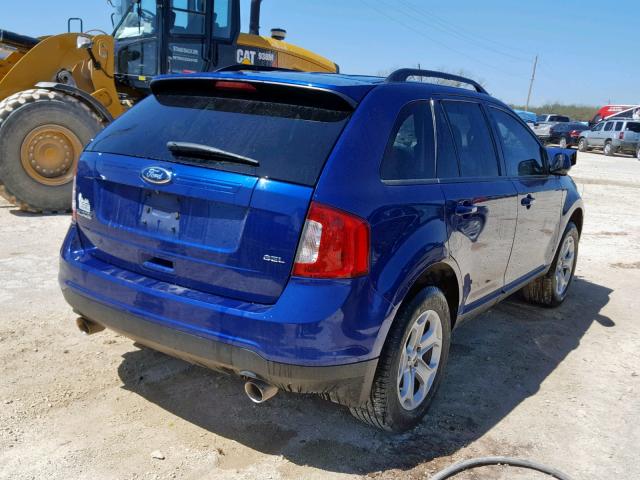 2FMDK3JC9EBA90207 - 2014 FORD EDGE SEL BLUE photo 4