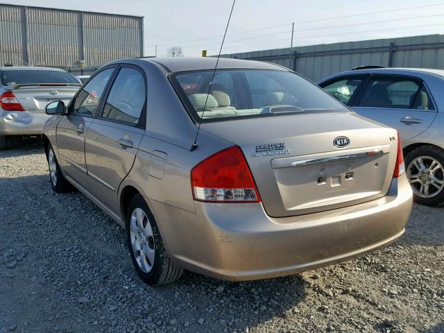 KNAFE221695591087 - 2009 KIA SPECTRA EX BEIGE photo 3