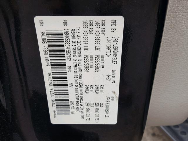 1A8HX58257F567497 - 2007 CHRYSLER ASPEN LIMI BLACK photo 10