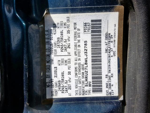 5LMRU27L8WLJ32785 - 1998 LINCOLN NAVIGATOR Vert photo 10