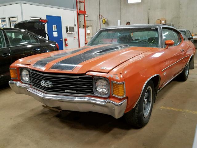 1D37H2K552072 - 1972 CHEVROLET CHEVELLESS ORANGE photo 2