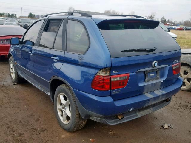 5UXFA53512LP45349 - 2002 BMW X5 3.0I BLUE photo 3