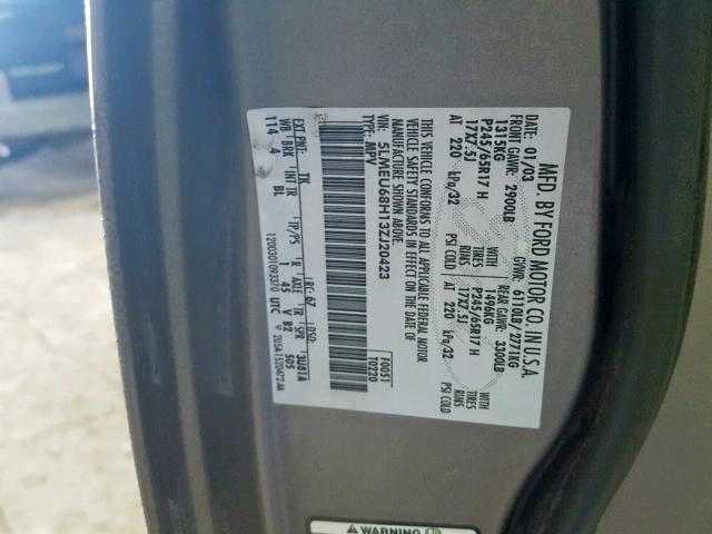 5LMEU68H13ZJ20423 - 2003 LINCOLN AVIATOR 银色 照片 10