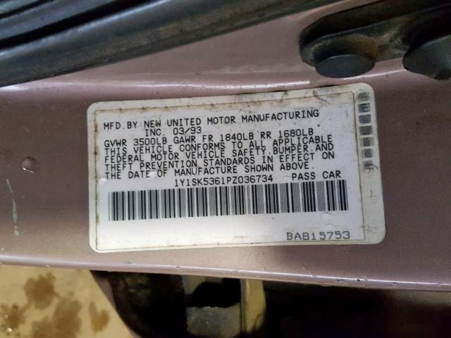 1Y1SK5361PZ036734 - 1993 GEO PRIZM BASE ყავისფერი ფოტო 10