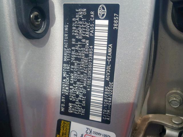 4T1BE30K56U138854 - 2006 TOYOTA CAMRY LE RED photo 10