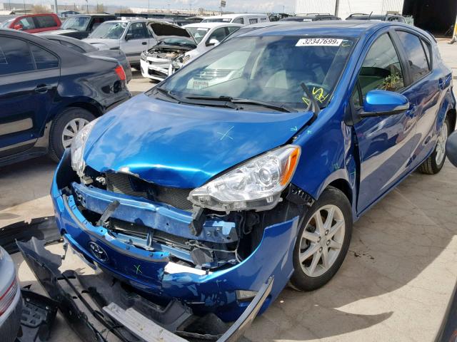 JTDKDTB3XD1043492 - 2013 TOYOTA PRIUS C BLUE photo 2