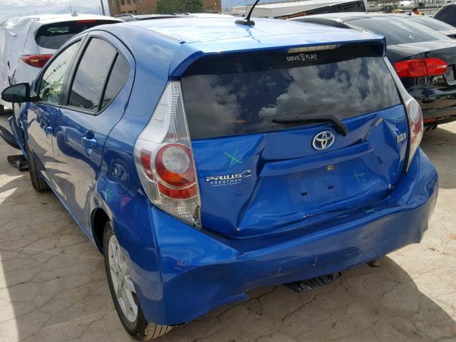 JTDKDTB3XD1043492 - 2013 TOYOTA PRIUS C BLUE photo 3