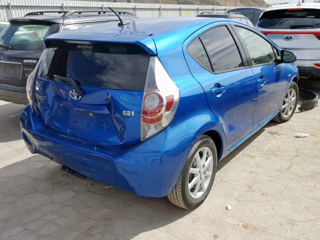 JTDKDTB3XD1043492 - 2013 TOYOTA PRIUS C BLUE photo 4