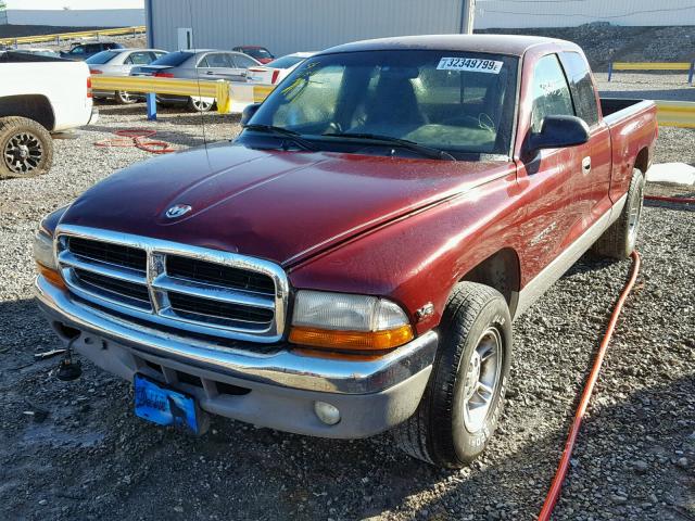 1B7GL22N9YS656918 - 2000 DODGE DAKOTA BURGUNDY photo 2