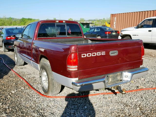 1B7GL22N9YS656918 - 2000 DODGE DAKOTA BURGUNDY photo 3