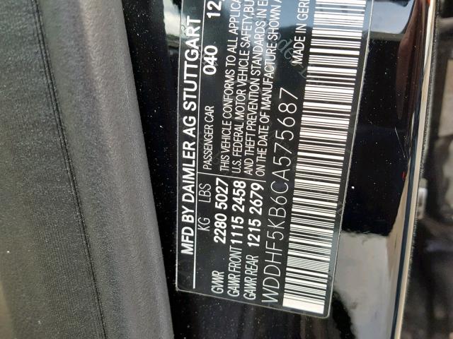 WDDHF5KB6CA575687 - 2012 MERCEDES-BENZ E 350 BLACK photo 10