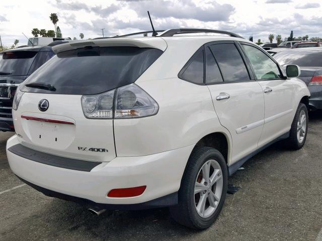 JTJGW31U082007060 - 2008 LEXUS RX 400H WHITE photo 4