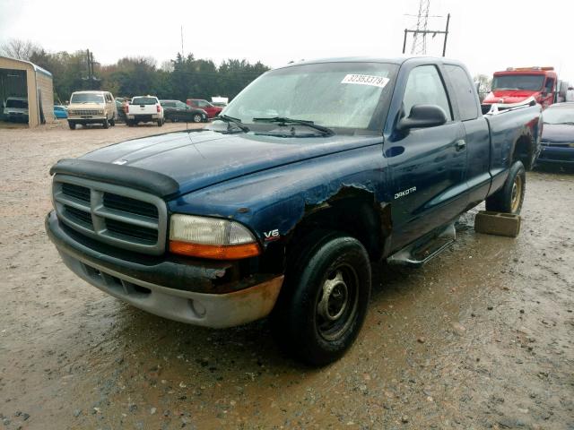 1B7GG22X7YS596773 - 2000 DODGE DAKOTA BLUE photo 2