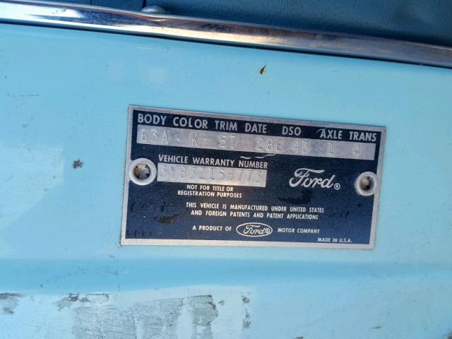 3Y83Z158773 - 1963 FORD T BIRD BLUE photo 10