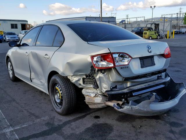 3VW2K7AJ4BM398555 - 2011 VOLKSWAGEN JETTA BASE SILVER photo 3