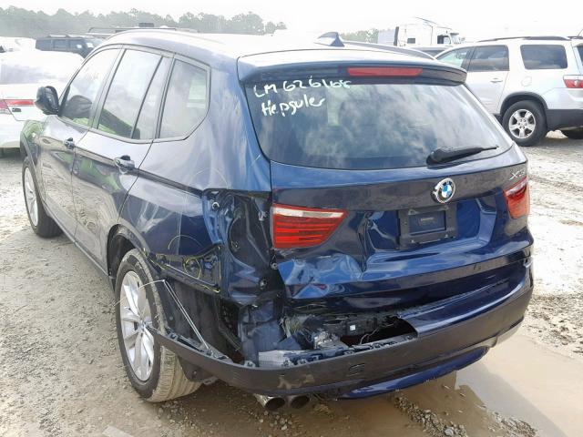 5UXWX9C53D0D04058 - 2013 BMW X3 XDRIVE2 BLUE photo 3