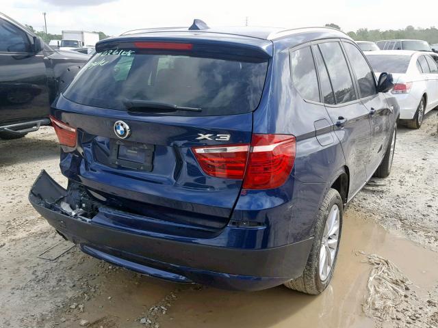 5UXWX9C53D0D04058 - 2013 BMW X3 XDRIVE2 BLUE photo 4