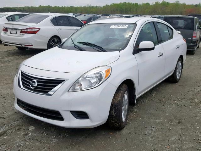 3N1CN7AP0EL837881 - 2014 NISSAN VERSA S WHITE photo 2