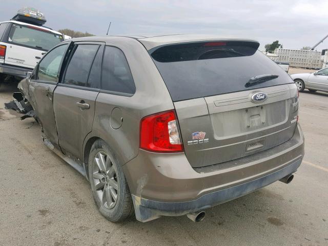 2FMDK3J9XDBB45170 - 2013 FORD EDGE SEL GRAY photo 3