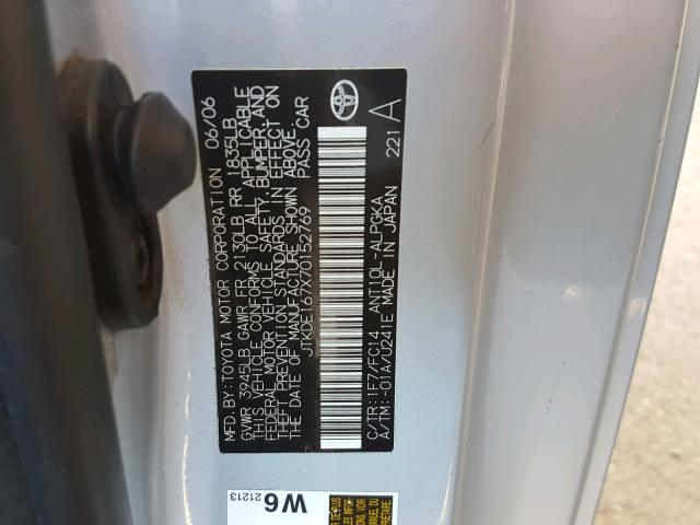 JTKDE167X70152769 - 2007 TOYOTA SCION TC SILVER photo 10