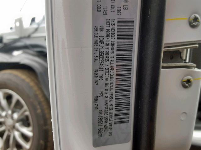 1C4PJMLB5KD354611 - 2019 JEEP CHEROKEE L WHITE photo 10