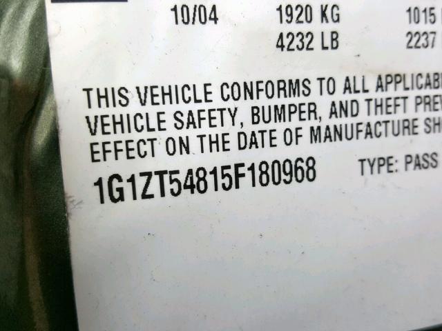 1G1ZT54815F180968 - 2005 CHEVROLET MALIBU LS GREEN photo 10