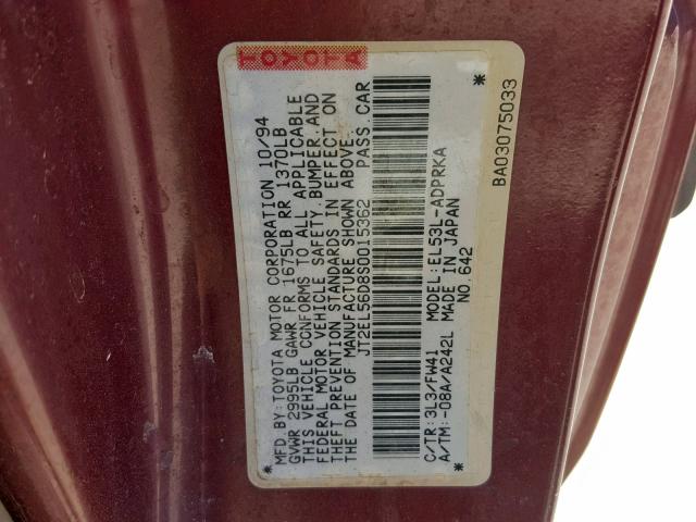 JT2EL56D8S0015362 - 1995 TOYOTA TERCEL DX RED photo 10