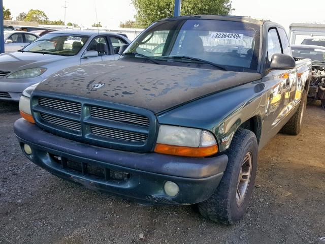 1B7GL22N1YS622245 - 2000 DODGE DAKOTA GREEN photo 2