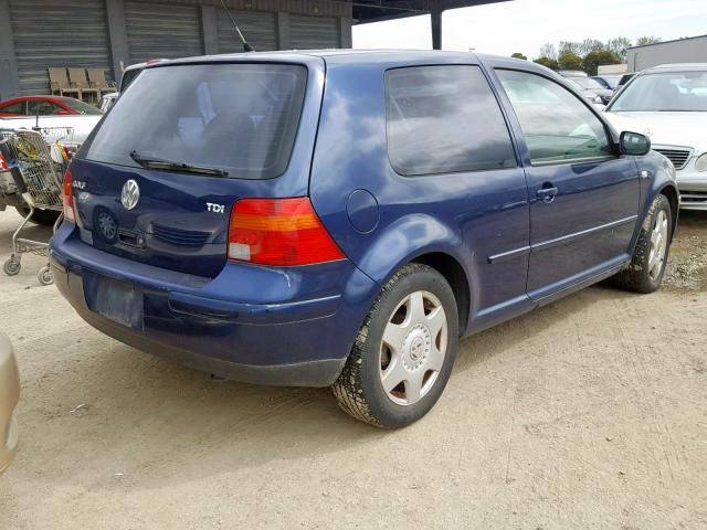 9BWBP61J024005473 - 2002 VOLKSWAGEN GOLF GL TD BLUE photo 4