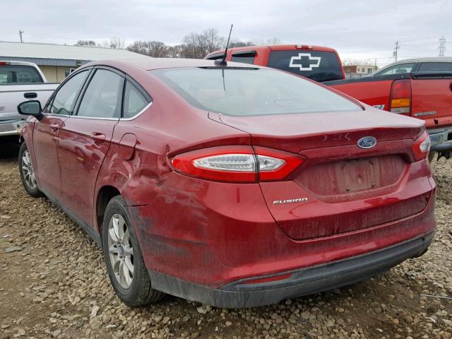 3FA6P0G74FR220765 - 2015 FORD FUSION S RED photo 3