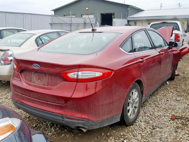 3FA6P0G74FR220765 - 2015 FORD FUSION S RED photo 4