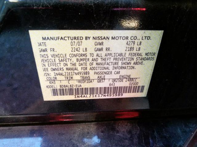 1N4AL21E17N495989 - 2007 NISSAN ALTIMA 2.5  photo 10