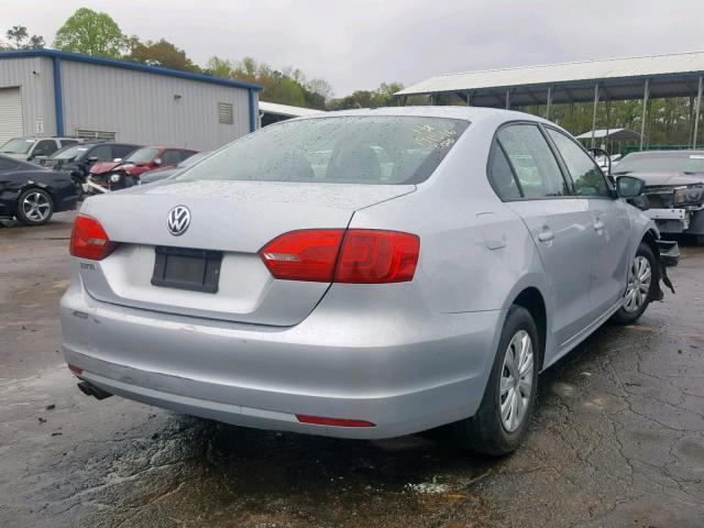 3VW2K7AJXCM470697 - 2012 VOLKSWAGEN JETTA BASE SILVER photo 4