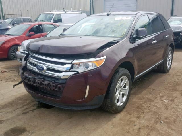 2FMDK4JC9BBA62277 - 2011 FORD EDGE SEL MAROON photo 2