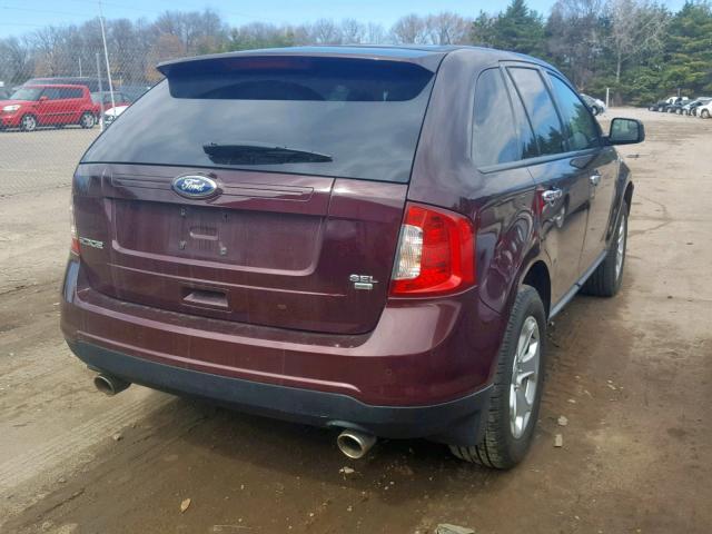 2FMDK4JC9BBA62277 - 2011 FORD EDGE SEL MAROON photo 4