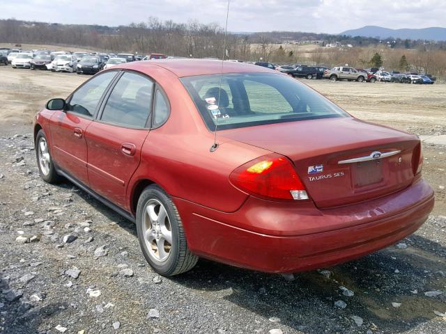 1FAFP55UX2A126710 - 2002 FORD TAURUS SES RED photo 3