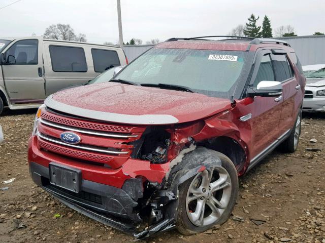 1FM5K7F87EGA31486 - 2014 FORD EXPLORER L RED photo 2