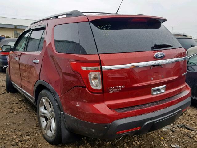 1FM5K7F87EGA31486 - 2014 FORD EXPLORER L RED photo 3