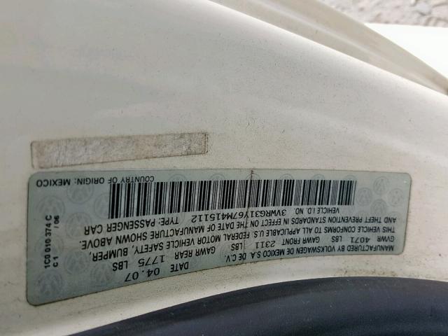 3VWRG31Y67M415112 - 2007 VOLKSWAGEN NEW BEETLE Krem foto 10