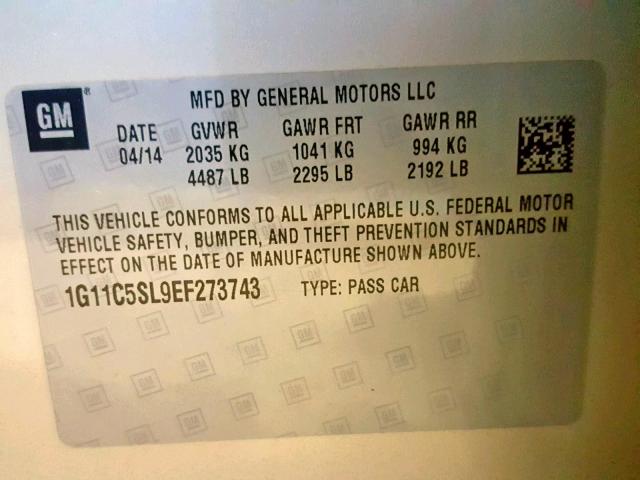 1G11C5SL9EF273743 - 2014 CHEVROLET MALIBU 1LT 棕色 照片 10