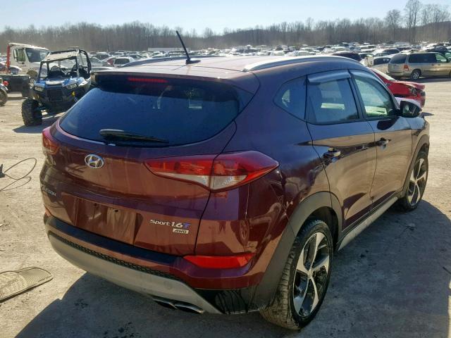 KM8J3CA25HU393104 - 2017 HYUNDAI TUCSON LIM BURGUNDY photo 4